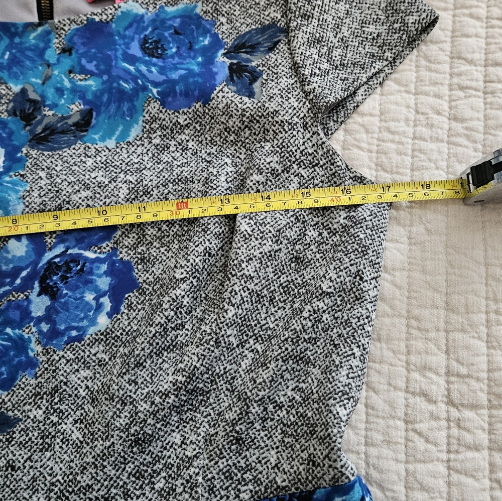 Betsey Johnson Gray and Blue Floral Fit And Flare Dress - Picture 6 of 11